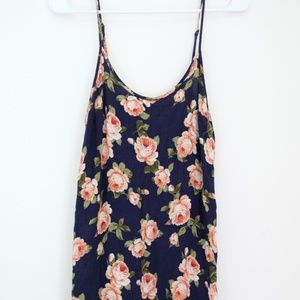 Hawaiian Floral Orange and Navy Slip Dress